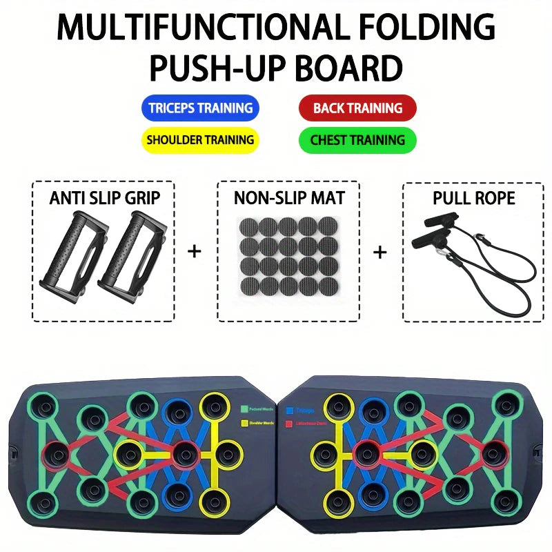 PushMax™ Push-Up Board Set: Portable & Foldable Multifunctional Fitness Equipment for Chest, Abdomen, Arms, & Back Training