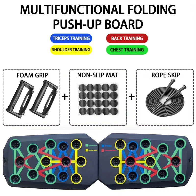 PushMax™ Push-Up Board Set: Portable & Foldable Multifunctional Fitness Equipment for Chest, Abdomen, Arms, & Back Training